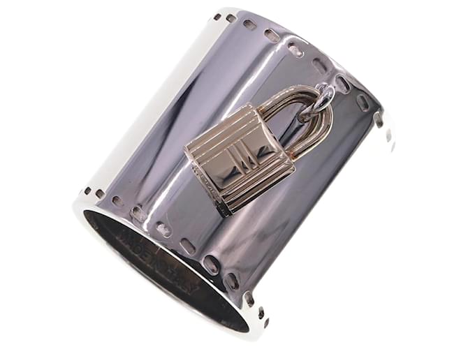 Ring Anneau de foulard Hermès avec motif de cadenas Métal Argenté Doré  ref.1995361