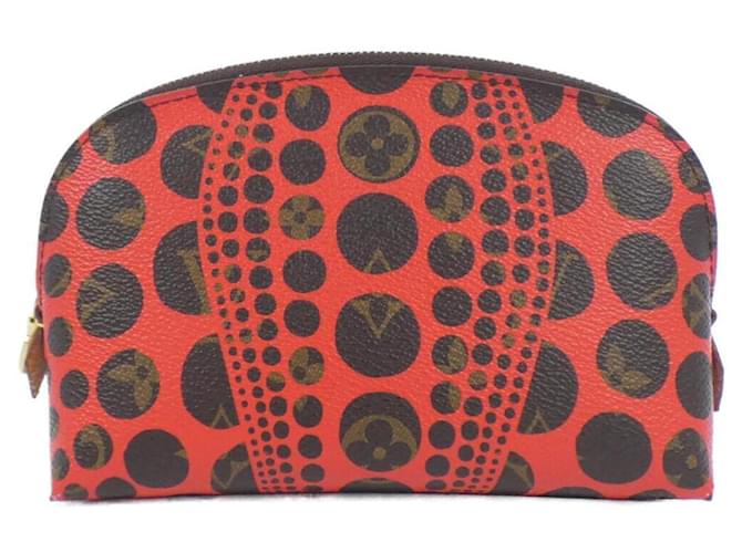 Louis Vuitton Yayoi Kusama Pochette Cosmetic Pouch Brown Red Cloth  ref.1995404