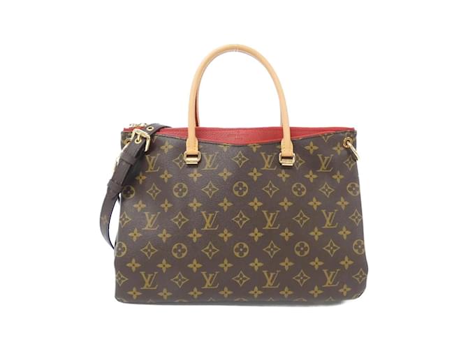 Louis Vuitton Monogram Pallas Tote Bag Brown Fuschia Cloth  ref.1995783