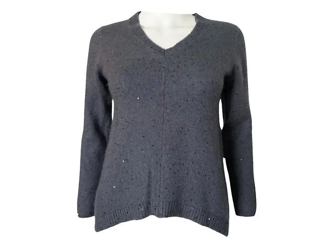 Brunello Cucinelli Pailletten-Cashmere-Oberteil Blau