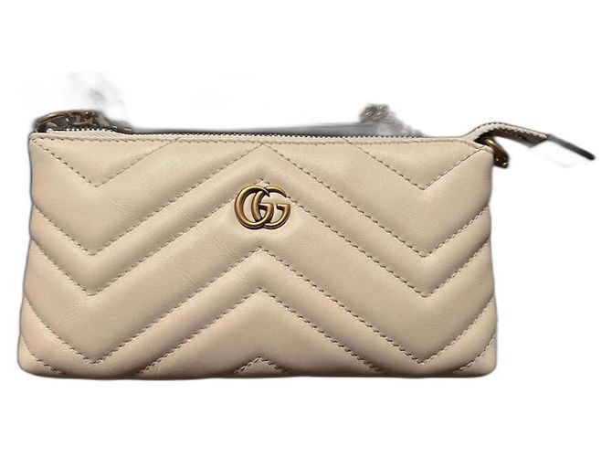 Gucci Mini GG Marmont Cadena Baguette Blanco