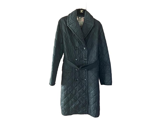 Burberry Parka Acolchoada Preta de Nylon Tamanho M Preto