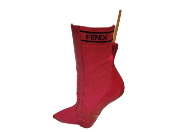 Fendi Rococo ankle boots red leather