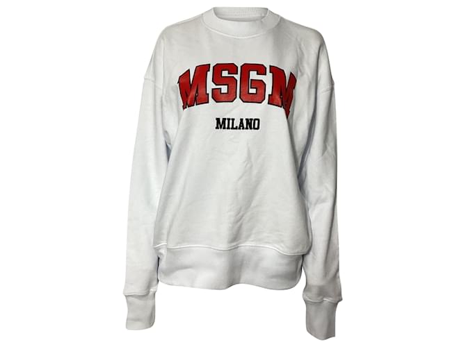 MSGM Logo-Pullover aus weißer Baumwolle 