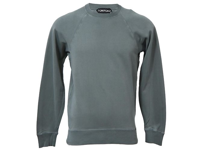 Tom Ford Rundhals-Pullover aus grauer Baumwolle