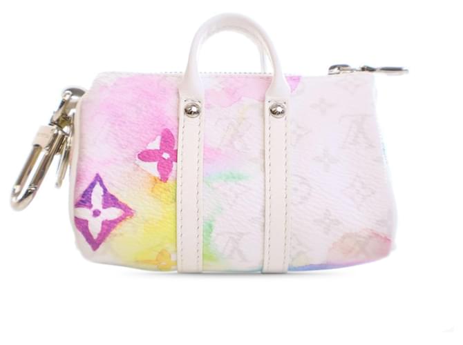 Louis Vuitton Pink Monogram Watercolor Keepall Bag Charm and Key Chain Cloth Pony-style calfskin  ref.1996433