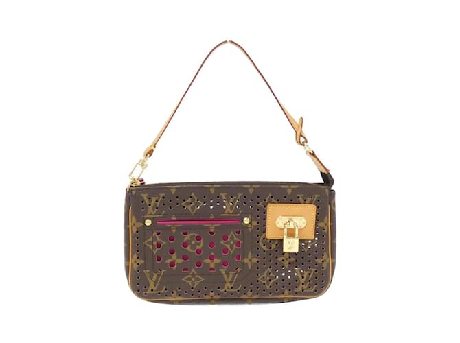 Louis Vuitton Monogram Perforated Pochette Accessory Brown Fuschia Cloth  ref.1996615