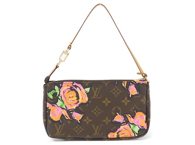 Pochette Accessoires Monogram Rose Louis Vuitton Marrom Lona  ref.1996675