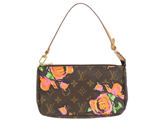Pochette Accessoires Monogram Rose Louis Vuitton Marrom Lona  ref.1996696