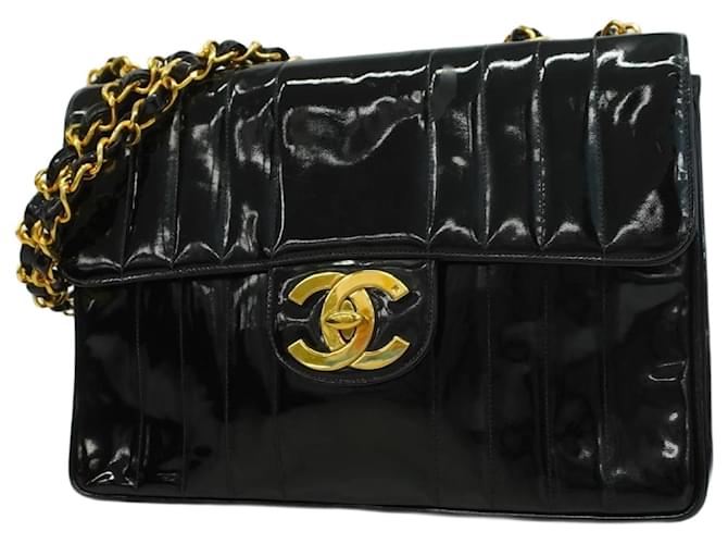 Chanel Mademoiselle W Chain Shoulder Bag Black Patent leather  ref.1996974