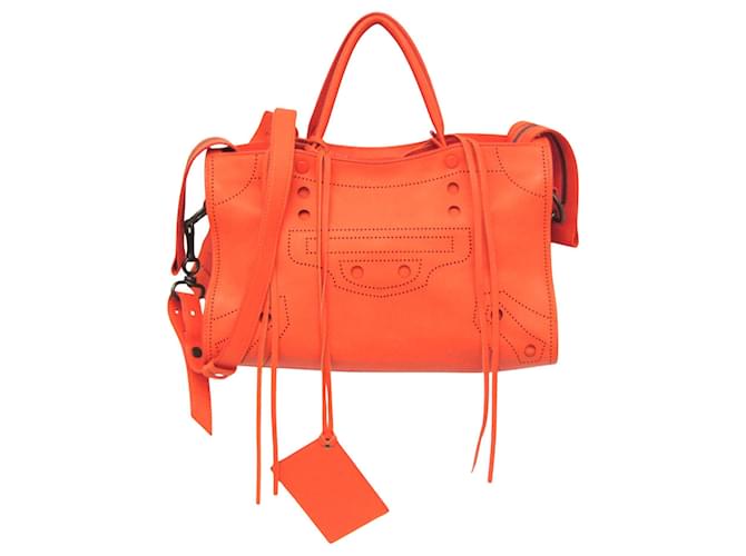 Balenciaga Blackout City Orange Leather  ref.1997869