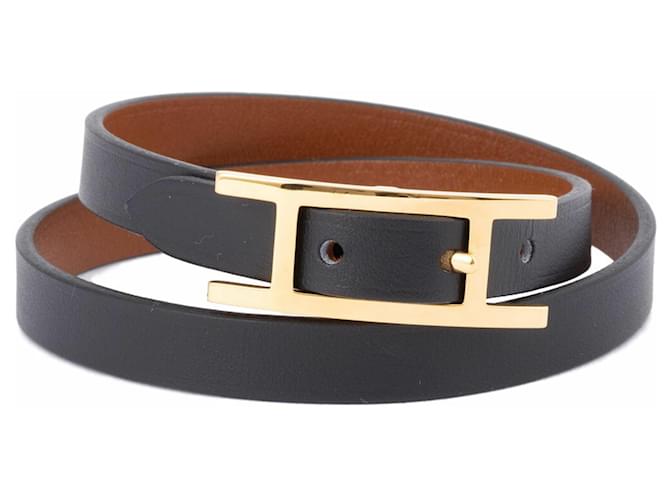 Hermès Hermes Leather Charm Bracelet Black Golden  ref.1997906