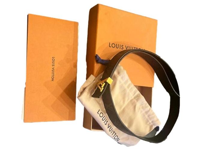Ceinture Louis Vuitton LV réversible marron dorée