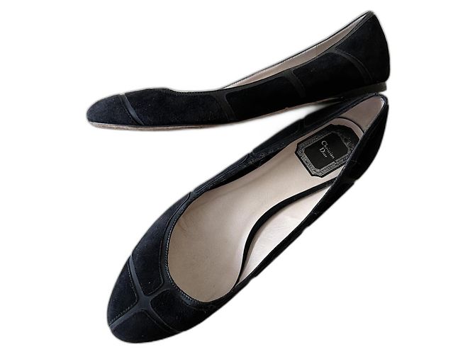 Dior Black Leather Ballet Flats