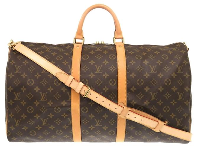 Louis Vuitton Keepall Bandouliere 55 Monogram Boston Bag Brown Patent leather  ref.1998116