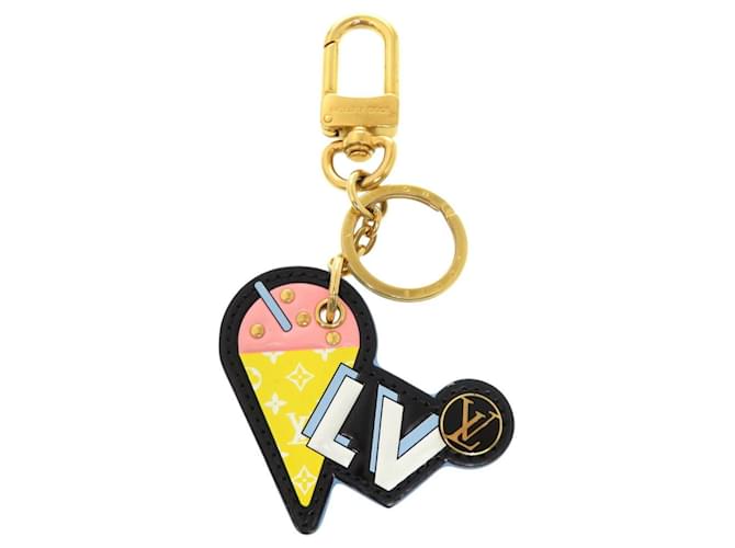 Louis Vuitton Porte Cle Summer Feel Ice Cream Keychain Black Pink Yellow Leather Metal  ref.1998297