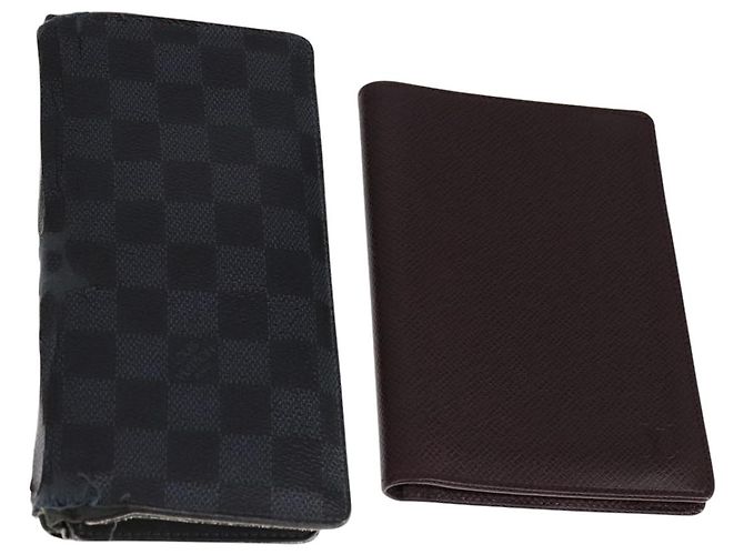 LOUIS VUITTON Kartenetui Taiga Damier Graphite 2Set LV Auth ar13188 Damier ebene