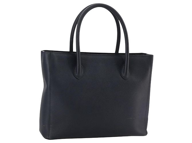 Céline Bolsa de mão de couro marinho Auth yk17129 Azul marinho