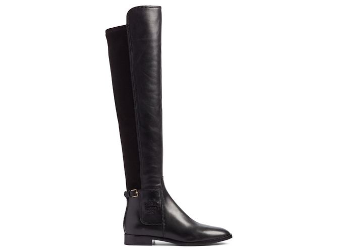 Botas de couro acima do joelho Tory Burch Wyatt Preto