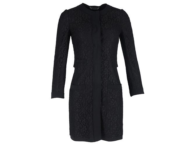 Dolce & Gabbana Lace Coat in Black Polyamide