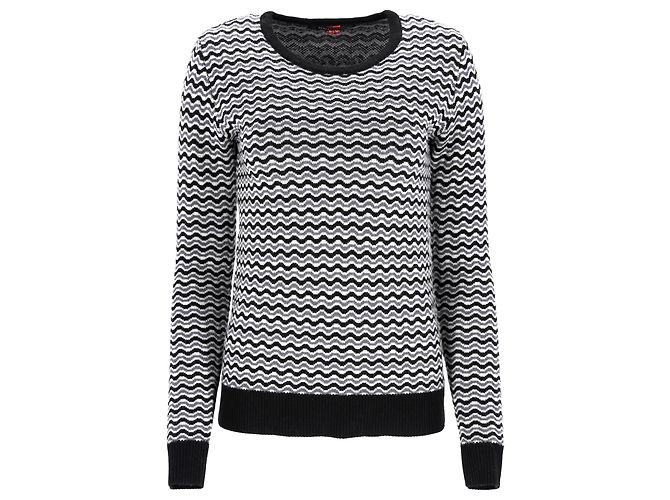 Perfect Moment Perfekter Moment Zig Zag Pullover aus Merinowolle in Schwarz und Weiß