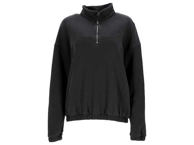 Totême Toteme Halb-Zip Pullover aus schwarzer Baumwolle 