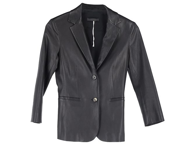 The Row Single-Breasted Jacket in Black Leather