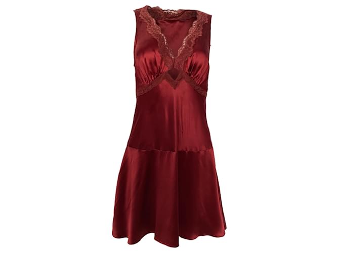Reformation Belva Mini Dress in Burgundy Silk (Sold) - Joli Closet Reformation Belva Mini Dress in Burgundy Silk (Sold) - Joli Closet