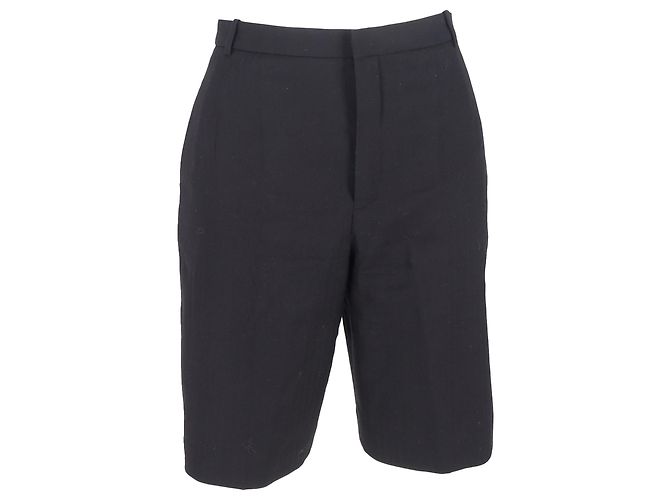 Bermuda ajustado Saint Laurent em lã preta Preto
