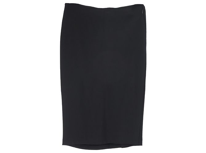 Givenchy Asymmetric Draped Knee Skirt in Black Polyester