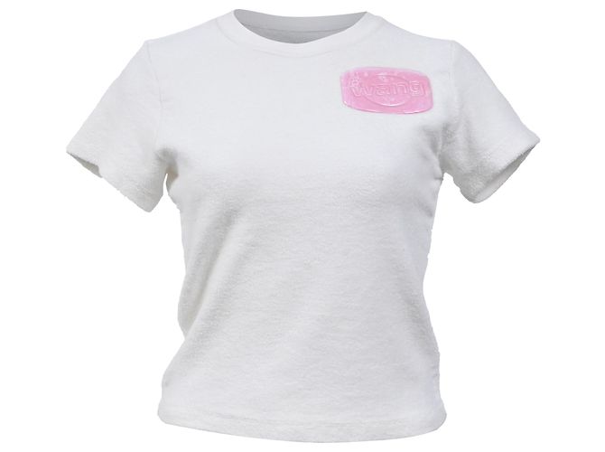 Camiseta de algodão branco com logo aplicado em sabão Alexander Wang