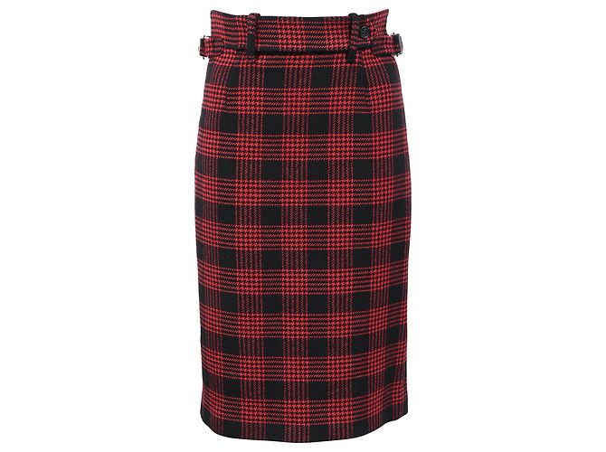 Falda lápiz de algodón rojo con estampado de cuadros Príncipe de Gales Red Valentino Roja