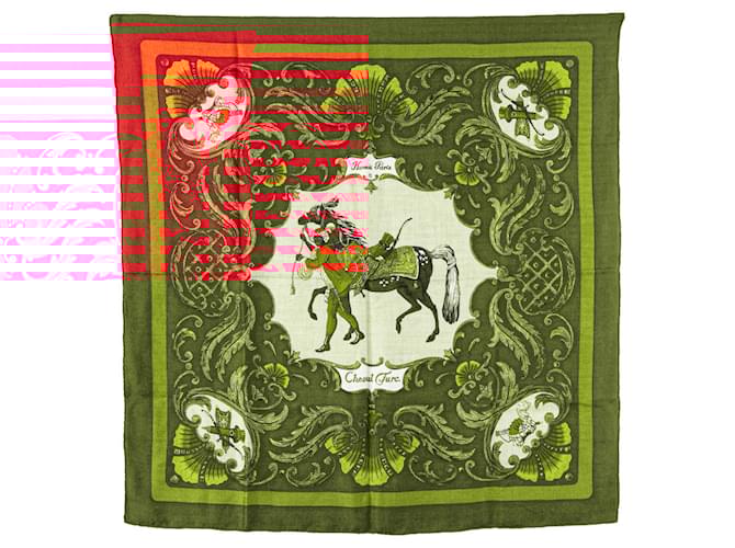 Hermès Red Cheval Turc Silk Scarf Cloth  ref.1999753