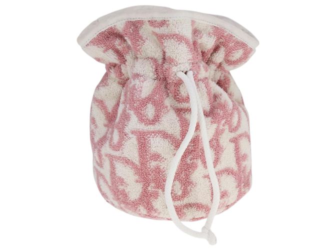 Christian Dior Tasche Pouch Pile Rosa Weiß Auth bs21872 Pink
