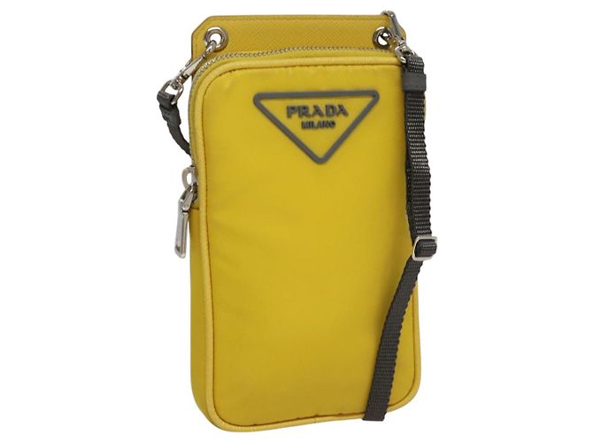 PRADA Borsa a Spalla in Nylon Gialla Auth 111355 Giallo