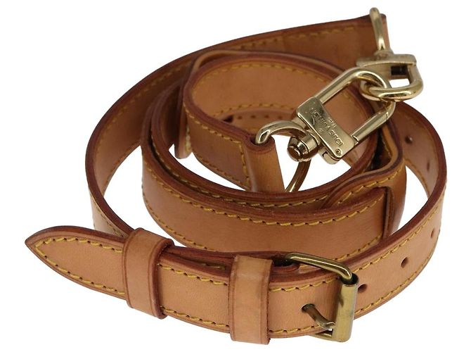 LOUIS VUITTON Adjustable Shoulder Strap Leather 35""-42.1"" Beige Auth ar13150