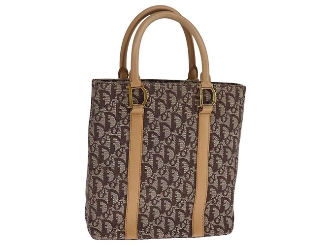 Christian Dior Trotter Canvas Handtasche braun gold Auth bs21990 Golden