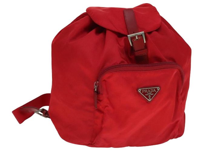 PRADA Backpack Nylon Red Auth ar13087