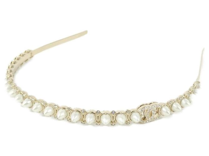 Chanel AB7627 Fascia per Capelli Oro e Bianco D'oro