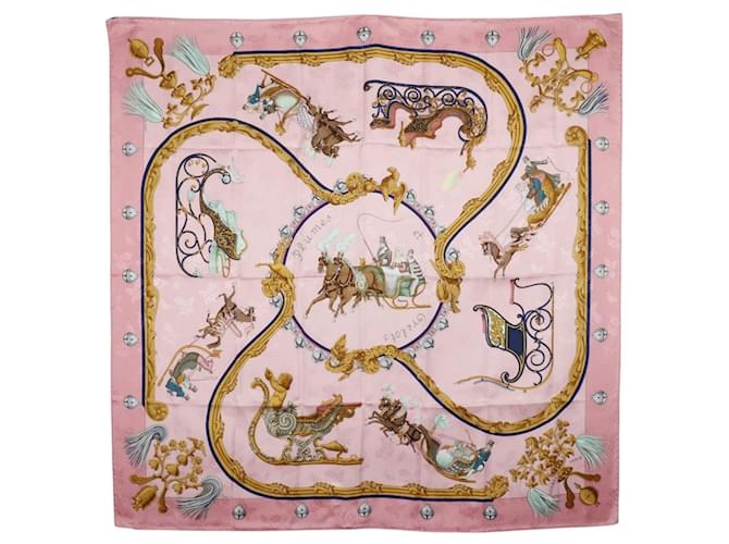 Silk In Hermès Écharpe Hermes Carree90 en rose Soie  ref.2002753