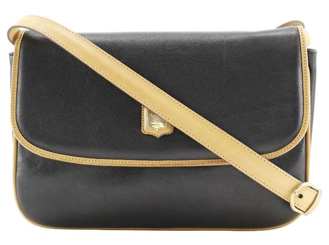 Céline Borsa a Spalla Old di Celine in Pelle di Vitello Nera Nero