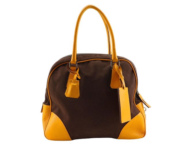 Borsa Tote Mini Boston di Prada Marrone