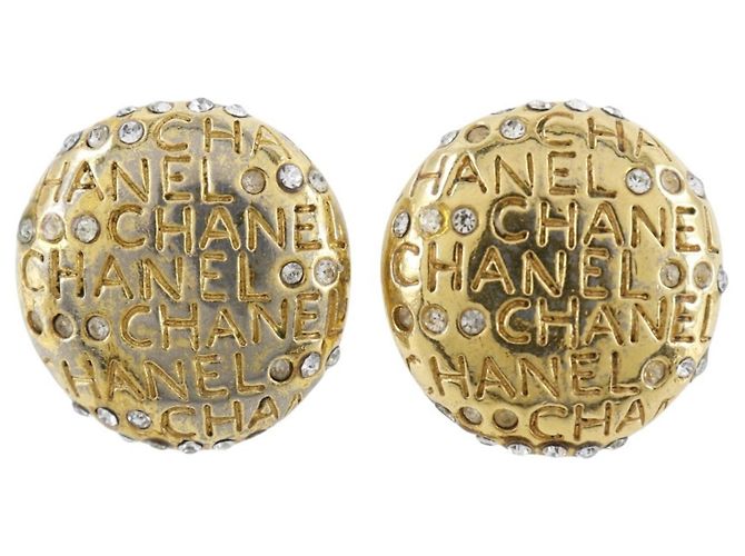 Orecchini a clip in strass placcati oro Chanel