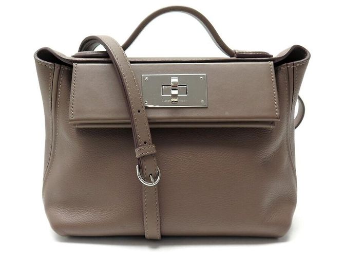 Hermès HERMES 24/24 MINI HANDTASCHE EVERCOLOR & SWIFT ETOUPE MIT SCHULTERGURT 2012 Taupe