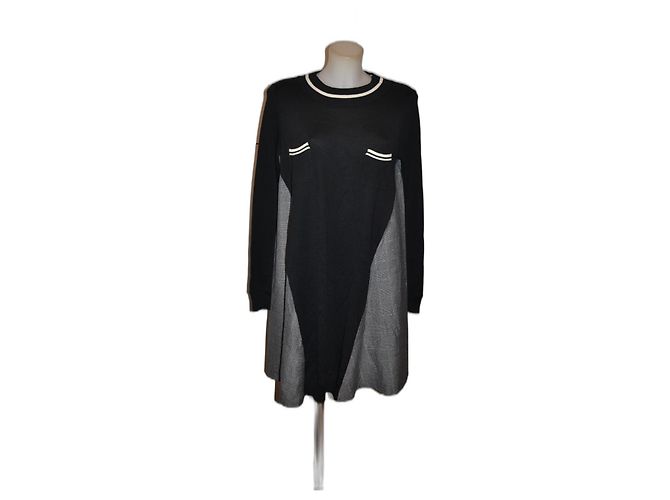 Autre Marque pianurastudio Oversized Kleid Schwarz Bunt Wolle Mehrfarben