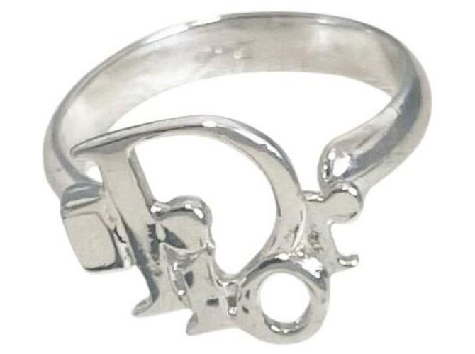 Anel de Logo Prateado Christian Dior Prata