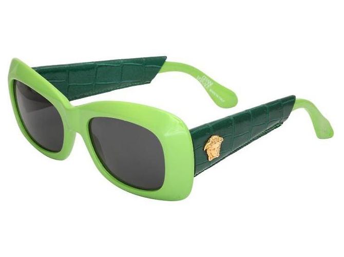 Gafas de sol de cuero de cocodrilo verde Gianni Versace Mod 417 Col 899