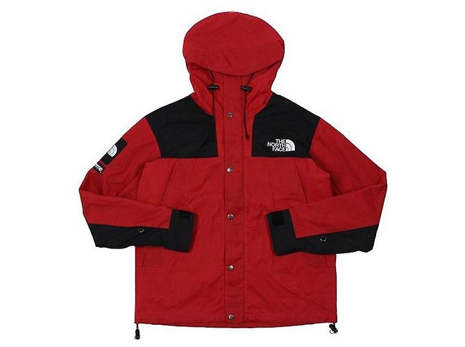 Giacca da montagna in cotone cerato rosso e nero Supreme The North Face AW10