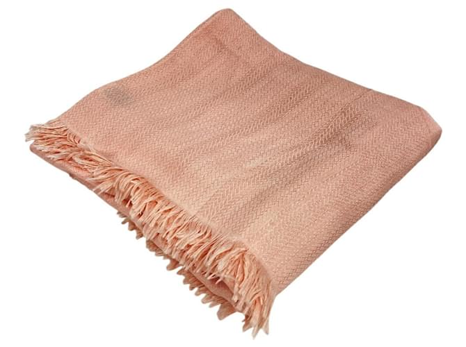 Silk In Hermès Hermes New Libris Ex Stole Scarf Pink Cashmere  ref.2003135