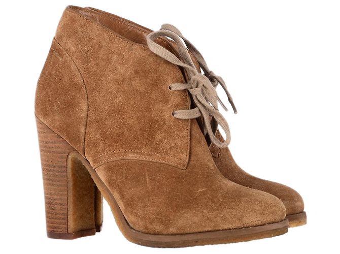 Bottes à talons lacées See by Chloé en daim marron Rouge